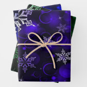 Emerald & Royal Blauer Schneeflockenmuster Geschenkpapier Set (Beispiel)
