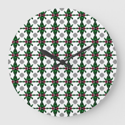 Emerald Ruby Diamond Gemstone Art Red Green Große Wanduhr (Vorderseite)