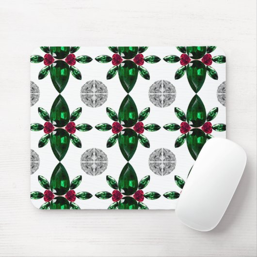 Emerald Ruby Diamond Gemstone Art Red Green Mousepad (Mit Mouse)