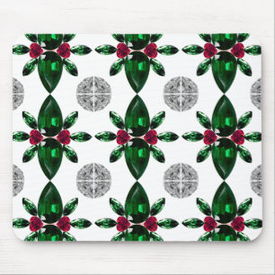 Emerald Ruby Diamond Gemstone Art Red Green Mousepad