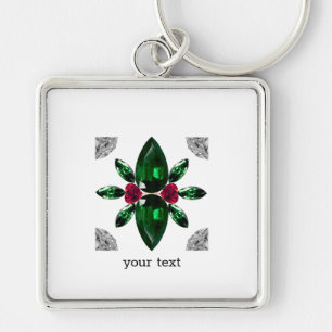 Emerald Ruby Diamond Gemstone Art Red Green Schlüsselanhänger