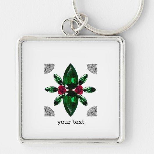 Emerald Ruby Diamond Gemstone Art Red Green Schlüsselanhänger (Vorne)