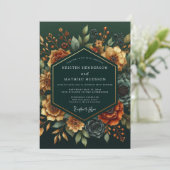 Emerald Russet Bloom Hochzeit Einladung (Stehend Vorderseite)