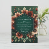 Emerald Rust Moody Wedding Einladung (Stehend Vorderseite)