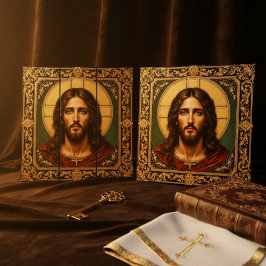 Emerald Sacred Icon - Jesus Triptychon