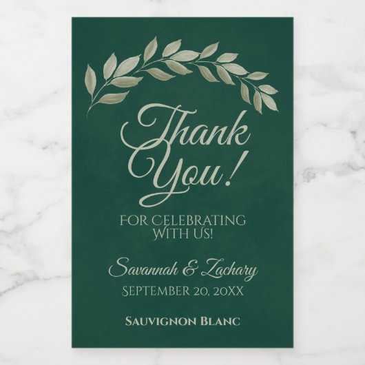 Emerald & Sage Blätter Hochzeit Danke Mini Weinetikett (Einzelnes Label)