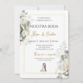 Emerald sage Spanish Wedding Invitation Einladung (Vorderseite)
