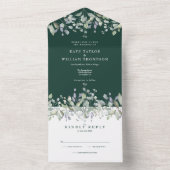 Emerald Sage und Lilac Floral Monogram Wedding All In One Einladung (Innen Boden)