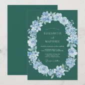 Emerald sanfte florale Hochzeitsbogen Einladung (Vorne/Hinten)
