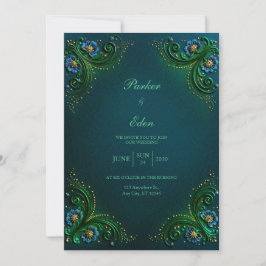 Emerald Sapphire Filigree Wedding Einladung