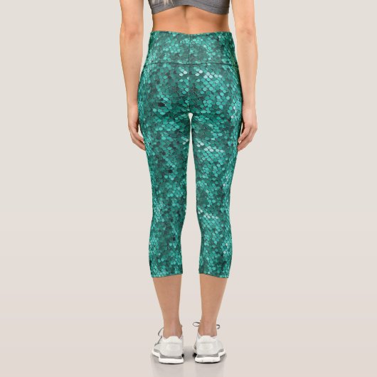 Emerald Scale Muster High Waisted Yoga Capris (Rückseite)