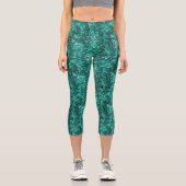 Emerald Scale Muster High Waisted Yoga Capris (Vorderseite)