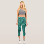 Emerald Scale Muster High Waisted Yoga Capris (Vorderseite)