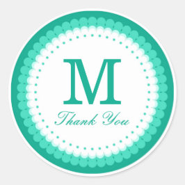 Emerald Scalloped Monogram Vielen Dank Runder Aufkleber