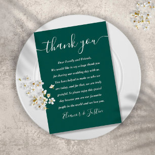 Emerald Schrift Dankeschön Hochzeit Platzkarte