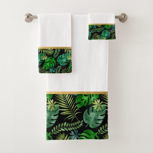 EMERALD SCHWARZ TROPICAL GOLD BADEZIMMER TOWEL SET (Insitu)