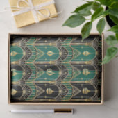 Emerald-schwarzes Art Deco-Festtagsmuster Seidenpapier (Geschenk)