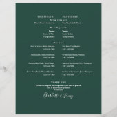 Emerald Script Foto Wedding Schedule Timeline (Rückseite)