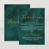 Emerald Script Minimal Beerdigung Danke Karte (Vorne/Hinten)