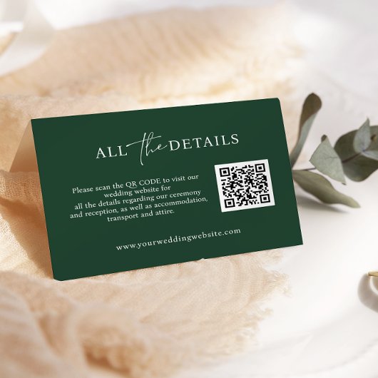 Emerald Script simple QR Code Wedding Detail Begleitkarte