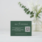 Emerald Script simple QR Code Wedding Detail Begleitkarte (Stehend Vorderseite)