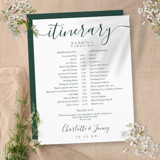 Emerald Script Zeitplan für Hochzeitreisen