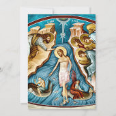 Emerald Sea Blue Orthodox Christliche Taufe Einladung (Rückseite)