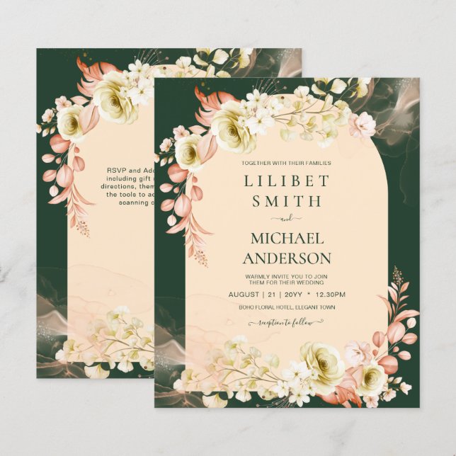 Emerald Season Coral Green Floral Wedding (Vorne/Hinten)