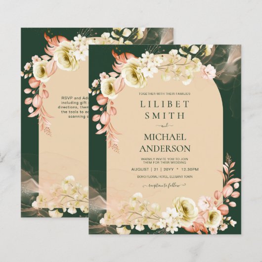 Emerald Season Coral Green Floral Wedding (Vorne/Hinten)