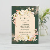 Emerald Season Coral Green Floral Wedding (Stehend Vorderseite)