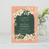 Emerald Season Coral Green Floral Wedding (Stehend Vorderseite)