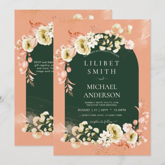 Emerald Season Coral Green Floral Wedding (Vorne/Hinten)