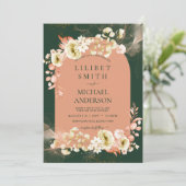 Emerald Season Coral Green Floral Wedding (Stehend Vorderseite)