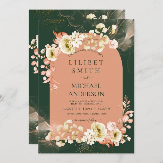 Emerald Season Coral Green Floral Wedding (Vorne/Hinten)
