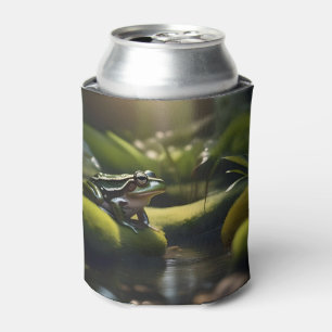 Emerald Serenity: Ein grüner Frosch am Fluss, Dosenkühler
