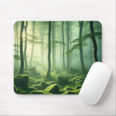 Emerald Serenity – Misty Forest Glow Mousepad (Mit Mouse)