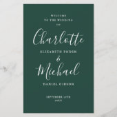 Emerald Signature Script-Hochzeitsprogramm (Vorderseite)