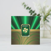 Emerald Silk Pleats Jewel St Patrick's Day Einladu Einladung (Stehend Vorderseite)