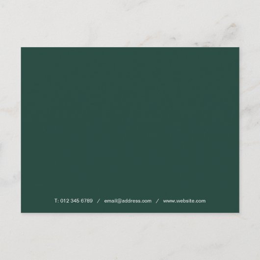 Emerald Silver Heart Script Business Vielen Dank Postkarte (Rückseite)