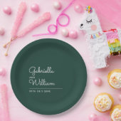 Emerald Simple Elegant Script Wedding Pappteller (Party)