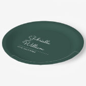 Emerald Simple Elegant Script Wedding Pappteller (Schrägansicht)