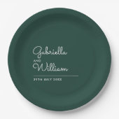 Emerald Simple Elegant Script Wedding Pappteller (Vorderseite)