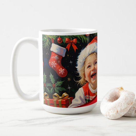 Emerald Smiple Cute Weihnachtsmann Kaffeetasse (Mit Donut)