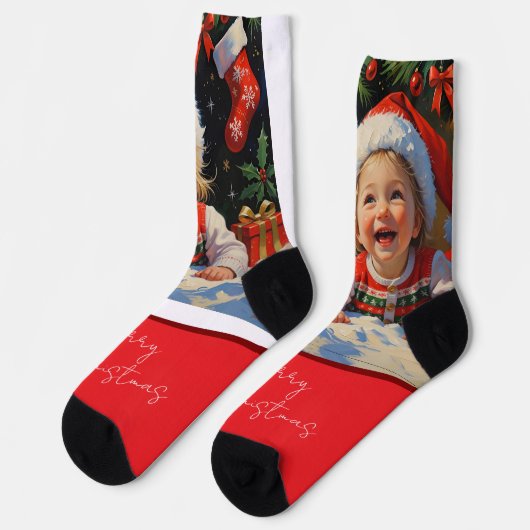 Emerald Smiple Cute Weihnachtsmann Socken (Linkes Detail)