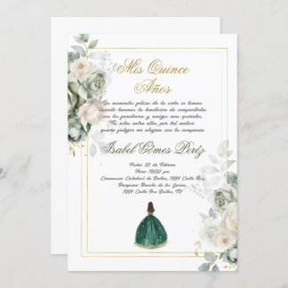 Emerald Spanish Quinceanera Einladung