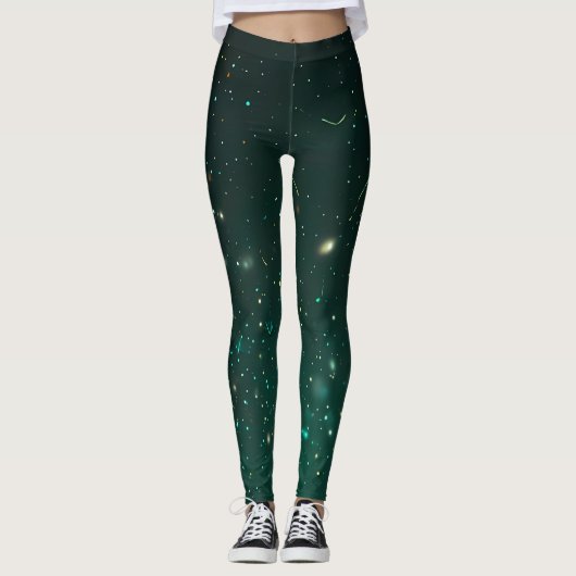 Emerald Sparkle Galaxy Leggings (Vorderseite)