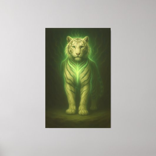 Emerald Spirit White Tiger – Forest Aura Divine Fa Leinwanddruck (Vorderseite)