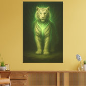 Emerald Spirit White Tiger – Forest Aura Divine Fa Leinwanddruck (Insitu (Wohnzimmer))