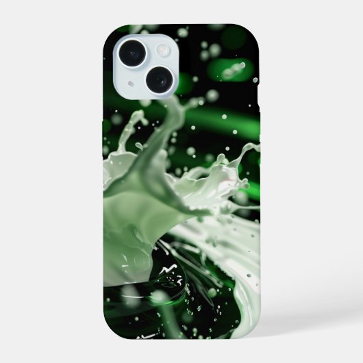Emerald Splash Dynamics iPhone Case 15 Hülle (Rückseite)