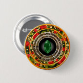 Emerald Stone in floralen Rahmen Button (Vorne & Hinten)